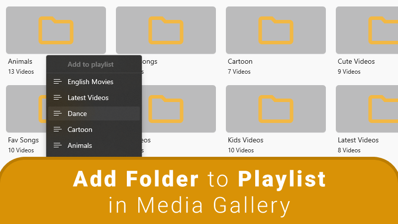 add folder to playlist in media gallery