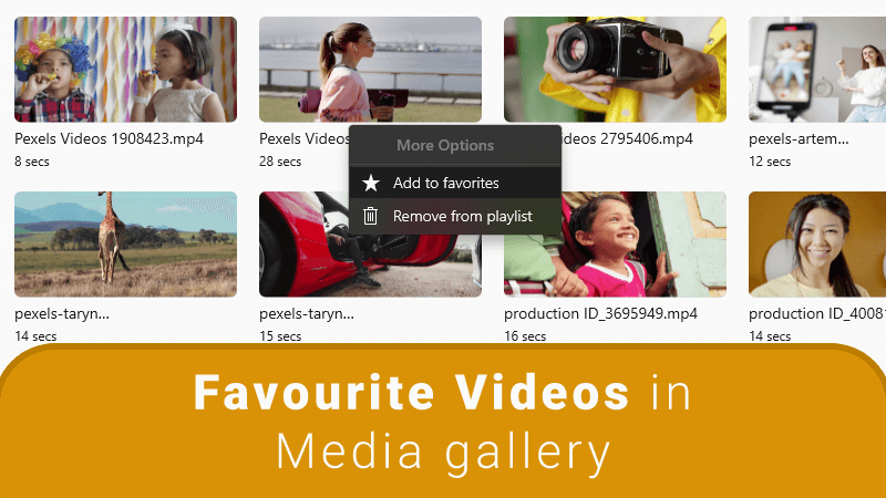 favourite videos in media gallery